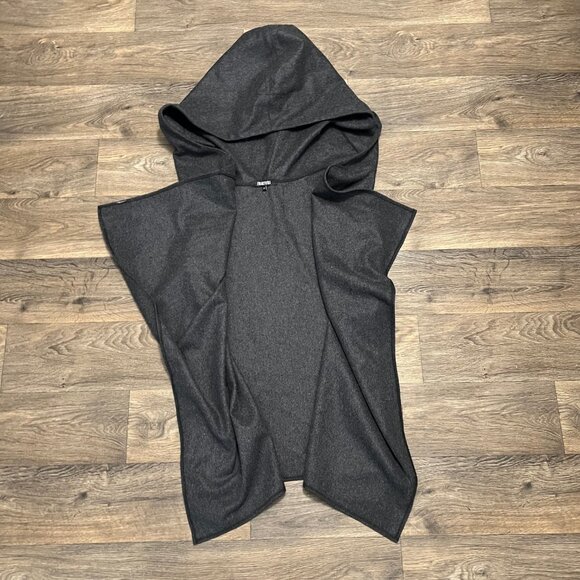 Fraktura Asymmetrical Wool Sleeveless Hooded Cloak Vest Coat Gray Size Medium - Picture 8 of 9